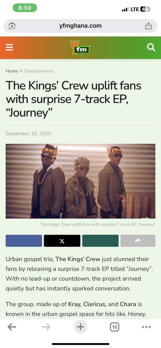 From late nights &amp; early mornings, to this moment—our new EP is live &amp; also featured on YFM ❤️

This is for dreamers, doers, everyone chasing purpose and the rest aiming to make impact in this world 🌍✨

Listen &amp; “journey” with us.
#MusicWithHeart

yfmghana.com/the-kings-crew…