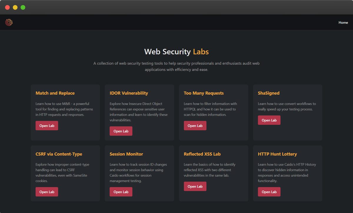 Pethuraj's tweet photo. 🚀 Caido Labs just dropped PortSwigger-style hacking labs.
Hands-on, real-world, and free.

🔗 https://t.co/47RNqDc2Dn

#CyberSecurity #BugBounty #Hacking #Pentesting #CTF #Caido https://t.co/1fLk1VpPyu