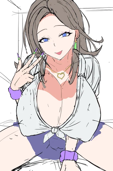 ギャルの恰好をするうわキツ熟女社長涼子さんのラフ 45歳でこの格好・・・