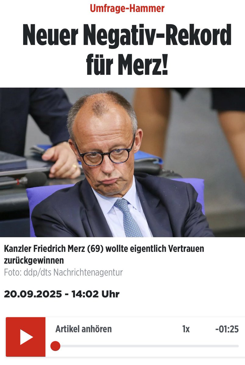 KonstantinNotz's tweet photo. Neuer Negativ-Rekord für #Merz. Warum nur? Könnte es vielleicht daran liegen, dass die Union die ganze Zeit nur AfD-Themen pusht, kulturkämpft und den progressiven Teil der Gesellschaft beschimpft? 🤔🤷‍♂️ https://t.co/lDrKbZUvN6