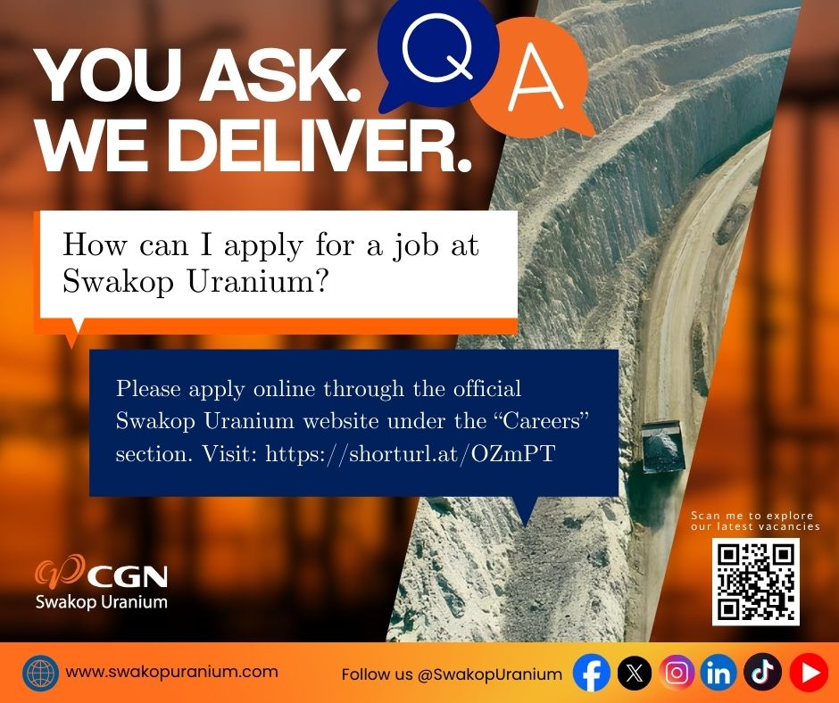 SwakopUranium's tweet photo. Stay informed. Stay connected. Have a question? We're ready to answer. #SwakopUranium #TeamSU ๐ท๐ปโโ๏ธ๐ท๐ป #MoreThanMining ๐๐งก #HusabMine https://t.co/BAdyPLdjQH