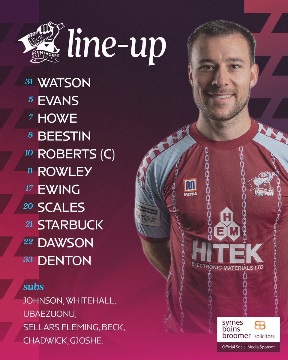 📋 𝐓𝐄𝐀𝐌 𝐋𝐈𝐍𝐄-𝐔𝐏

The Iron make two enforced changes from last Saturday's draw at Forest Green Rovers.

Skipper Andrew Boyce missed out, and is replaced by Joe Starbuck, while Joey Dawson comes in for Danny Whitehall, who is only fit enough to take his place on the