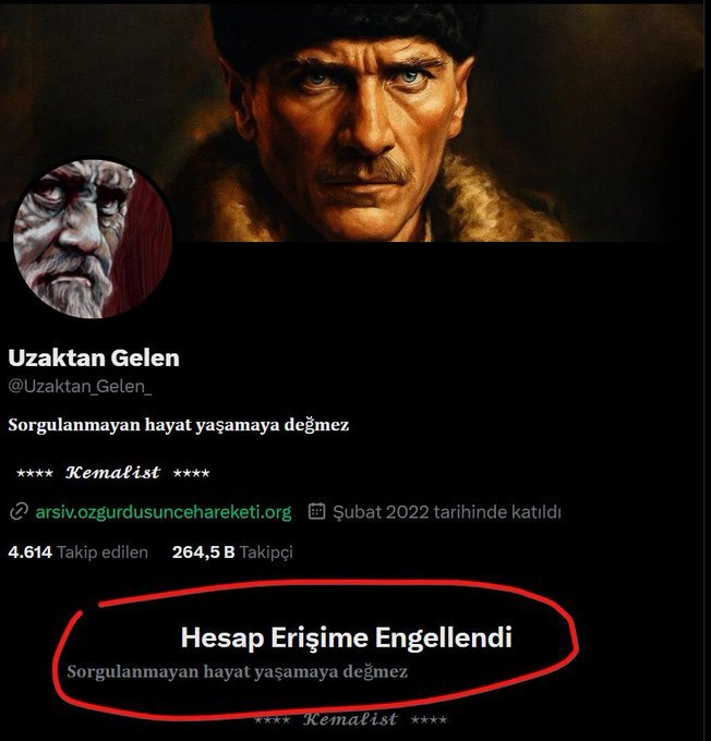 atam_icin__'s tweet photo. 264 bin takipçili “Uzaktan Gelen” hesabıma erişim engellendi. 

Bu susturma çabaları sadece beni değil, hepimizi hedef alıyor.  

Bu yeni hesapta yoluma devam edebilmem için desteğiniz her zamankinden daha önemli. https://t.co/j49gNBqTGp