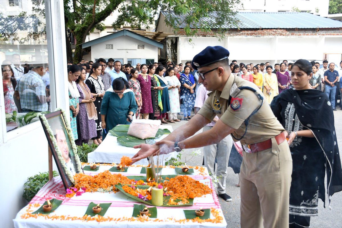 assampolice's tweet photo. Today, all Officers, Personnel and Staff at Assam Police Headquarters came together in silence to pay their heartfelt tribute to our beloved Zubeen da.

Zubeen da’s passing leaves an emptiness words cannot fill, but his voice will remain a companion forever, whispering strength, joy, and belonging.