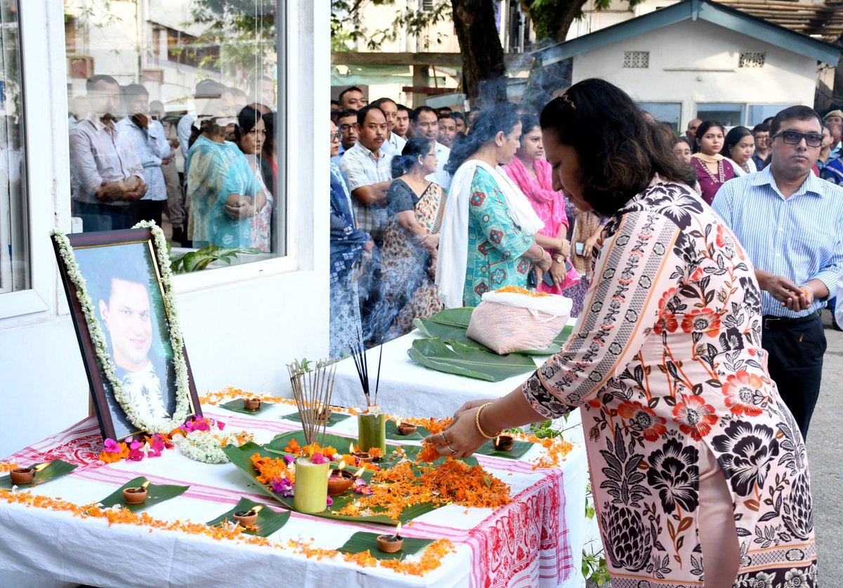 assampolice's tweet photo. Today, all Officers, Personnel and Staff at Assam Police Headquarters came together in silence to pay their heartfelt tribute to our beloved Zubeen da.

Zubeen da’s passing leaves an emptiness words cannot fill, but his voice will remain a companion forever, whispering strength, joy, and belonging.