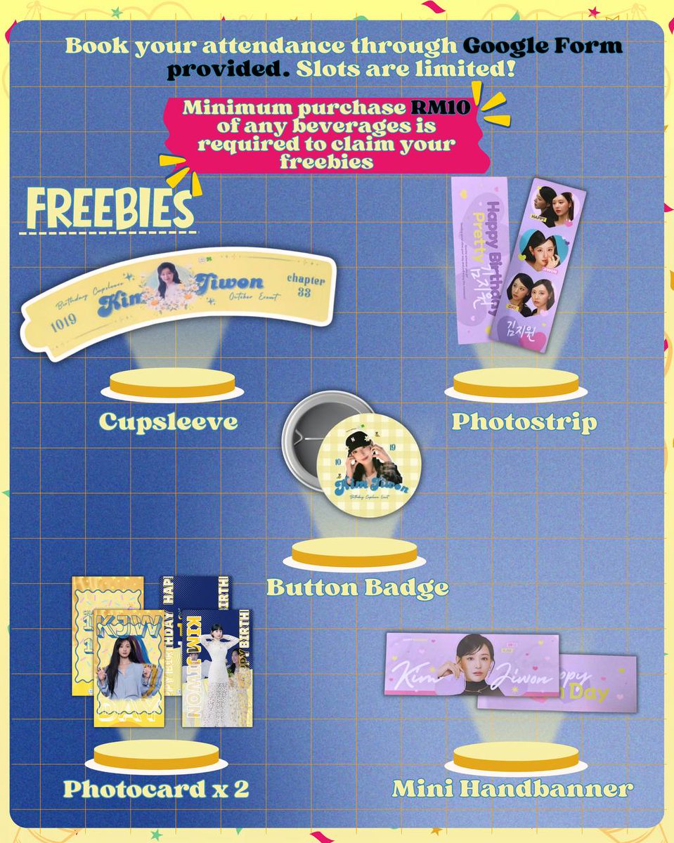 Soobinies_My's tweet photo. To get those FREEBIES, all you need is to spend RM 10 on beverages from the cafe.

Don't forget to book your slot now!!! 

KIM JIWON BIRTHDAY CUPSLEEVE EVENT
OCT 19, 2025
KOPI RAKYAT, NU SENTRAL, KL

#KimJiWon #HappyJiwonDay #KimJiWon33Birthday #BirthdayCupsleeveEvent #Chapter33 https://t.co/oAB82mrZDo