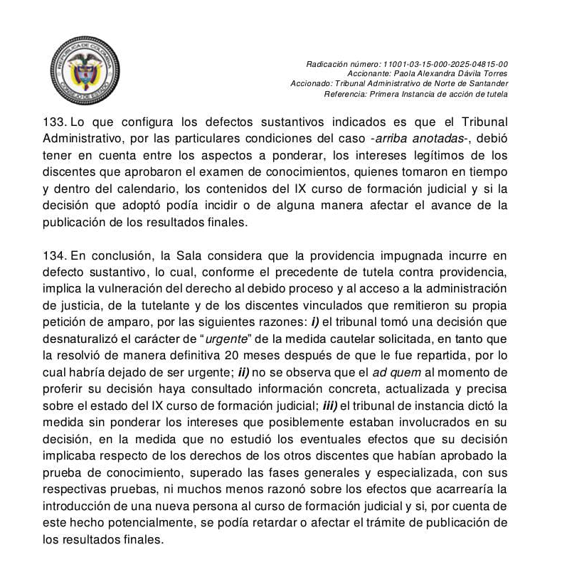 .<a href="/consejodeestad/">coño</a> deja sin efecto la medida cautelar decretada por el Tribunal de Norte de Santander que paralizaba el avance del concurso de juezas/ces.

Indica que el Tribunal no tuvo en cuenta intereses de quienes sí superaron todas las fases del concurso.

#JuecesPorMéritoYa