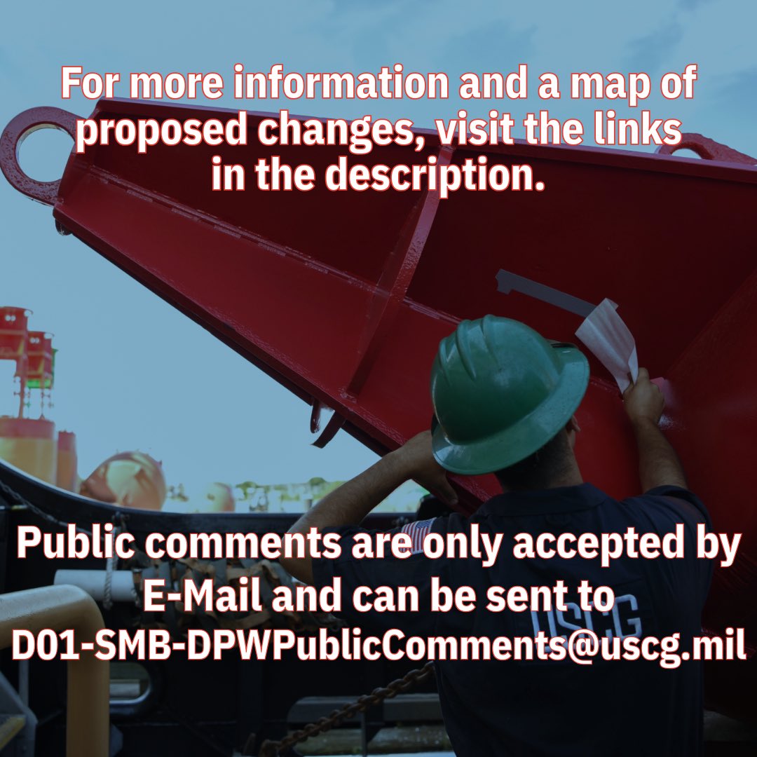 The <a href="/USCG/">U.S. Coast Guard</a> Northeast District is seeking public comments regarding the Northeast Coastal Buoy
Modernization initiative.

Nearly 3,000 public comments were sent to the District Waterways team after the initial comment period.

Adjustments have been made to the proposal and can be