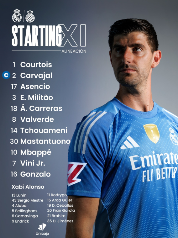 Arda descansa y Mastantuono sigue en el once con Gonzalo de 9 y Mbappé por detrás del canterano en la línea de tres del 4-2-3-1