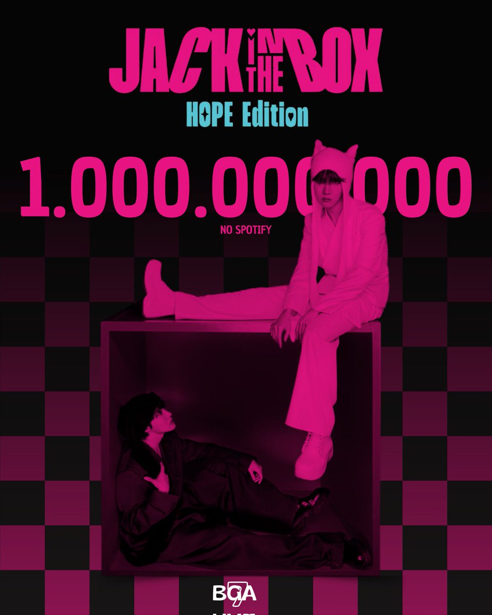 [ 🐿 ]

— O álbum 'Jack In The Box (HOPE EDITION)' de #JHOPE chegou a marca de 1 BILHÃO de streams no Spotify!

CONGRATULATIONS J-HOPE 
JITB HOPE EDITION 1 BILLION 
#JITBHE1B_OnSpotify 
#JITB_HE_1Billion #JHOPE