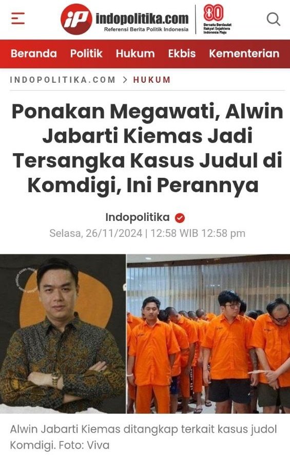 Kalau rakyat terjerat judi online, dianggap kriminal.
Kalau elit politik beking judi online, dianggap sekadar "oknum".
Lucu ya, hukum kita punya kasta.
PARTAI MITRA JUDOL jadi pelindung kasta atas.
#PonakanMegawatiDalangJudol