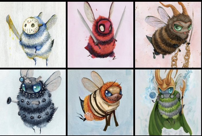 Helmetgirl's tweet photo. On a scale of 1-10, which of these villainous fuzzbutts would make you run for your life this Halloween?🐝🎃😱 From dark lords to classic creepers, these bees may be tiny… but their sting? Deadly stylish.💀🍯✨
•
#camilladerrico #parobees #halloweenbees #spookyseason #marvel https://t.co/nVJeOTkN8l