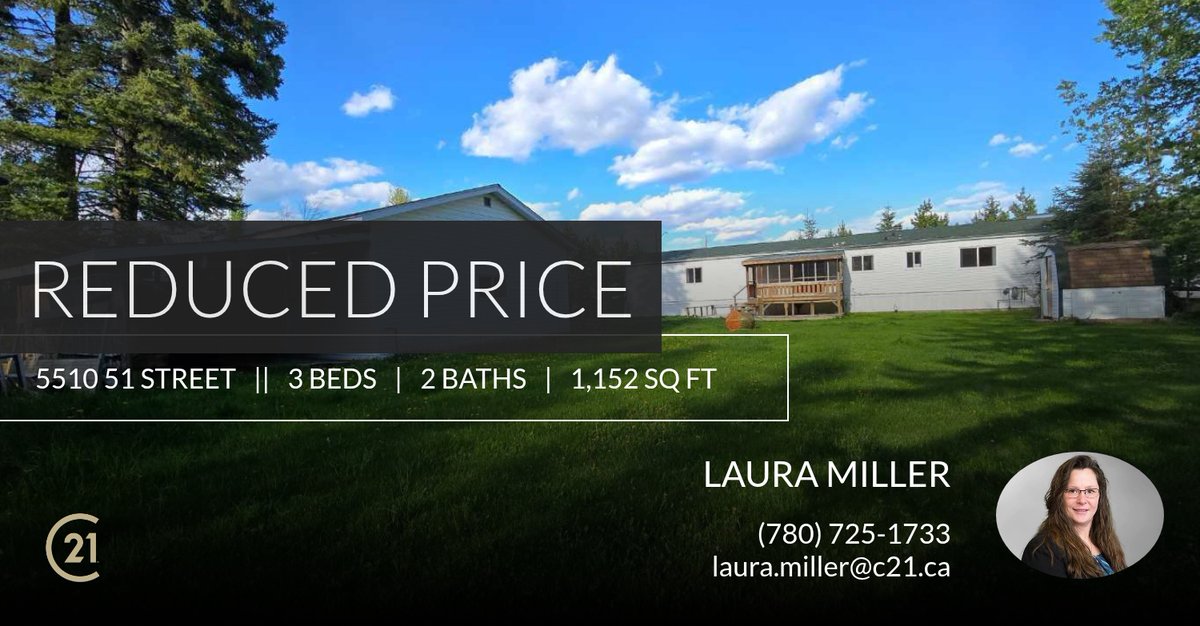 LauraMillerC21's tweet photo. 📍 Reduced Price 📍 This recently reduced home at 5510 51 Street in Niton Junction won't last long, so, don't wait to set up a showing! Reach out here or at (780) 725-1733 for more information!

Laura Miller
Century 21 Twin Realt... https://t.co/RGGtLnv2Ie https://t.co/xRtkroxrLK