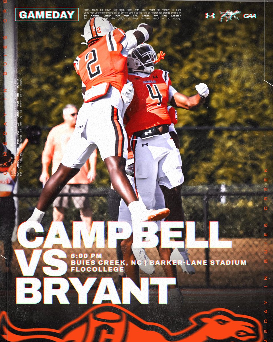 𝙐𝙣𝙙𝙚𝙧 𝙩𝙝𝙚 𝙡𝙞𝙜𝙝𝙩𝙨. Come early, be loud, wear 𝘽𝙇𝘼𝘾𝙆.

📺 <a href="/FloCollegeFB/">FloCollege | Football</a> tinyurl.com/2auvbhy3
📊 Live stats tinyurl.com/25st6o3o
🎟️ GoCamels.com/Tickets
🏟️ Game day info tinyurl.com/2dzzpxmk
📰 More tinyurl.com/28ujs8su

#FightAsONE | #RollHumps 🐪🏈