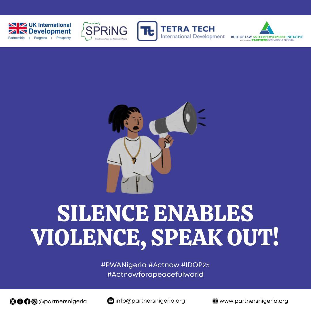 partnersnigeria's tweet image. Silence Enables Violence. Speak out, take a stand, and break the cycle! ✊ 

#PWAN #PWA-Nigeria #EndViolence #SpeakOut #NoMoreSilence