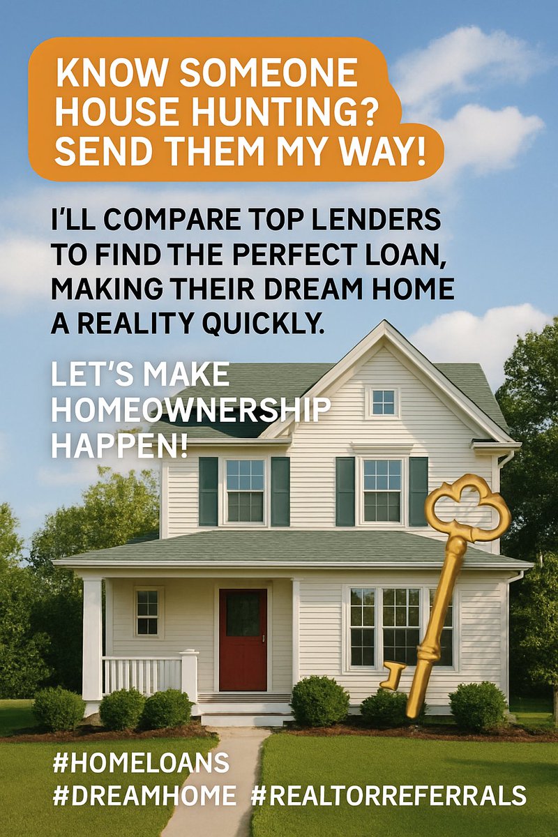 AZ_FL_Lender's tweet image. 🏡 Know someone house hunting? Send them my way! I’ll compare top lenders to find the perfect loan, making their dream home a reality quickly. Let’s make homeownership happen! 🗝️✨ #HomeLoans #DreamHome #RealtorReferrals
