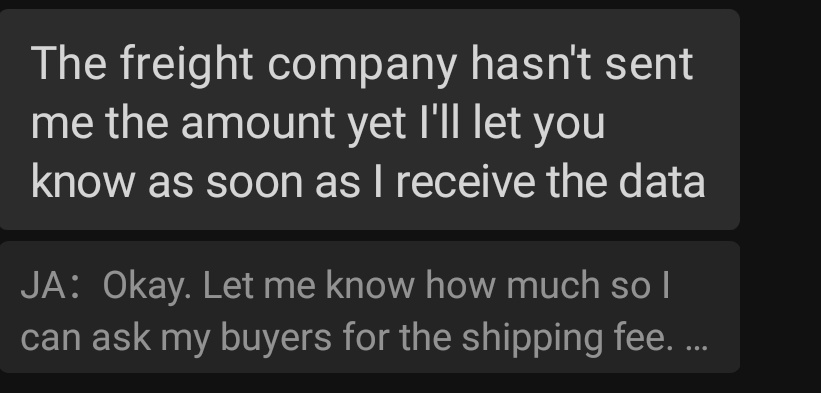 onyourc_art's tweet image. consol said no final price or any update was sent to her from the freight company yet. i will post any updates once she informed me. thank you! 

#jaupdates