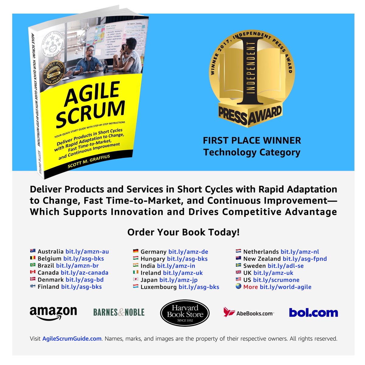 AgileScrumGuide's tweet image. &quot;Agile Scrum: Your Quick Start Guide with Step-by-Step Instructions&quot; award-winning book is available in paperback and ebook worldwide.

🇬🇧 UK bit.ly/amz-uk
🇺🇸 US bit.ly/scrumone
🌏 More countries (with links) are listed at scottgraffius.com/agile-scrum.ht…

#Agile #Scrum