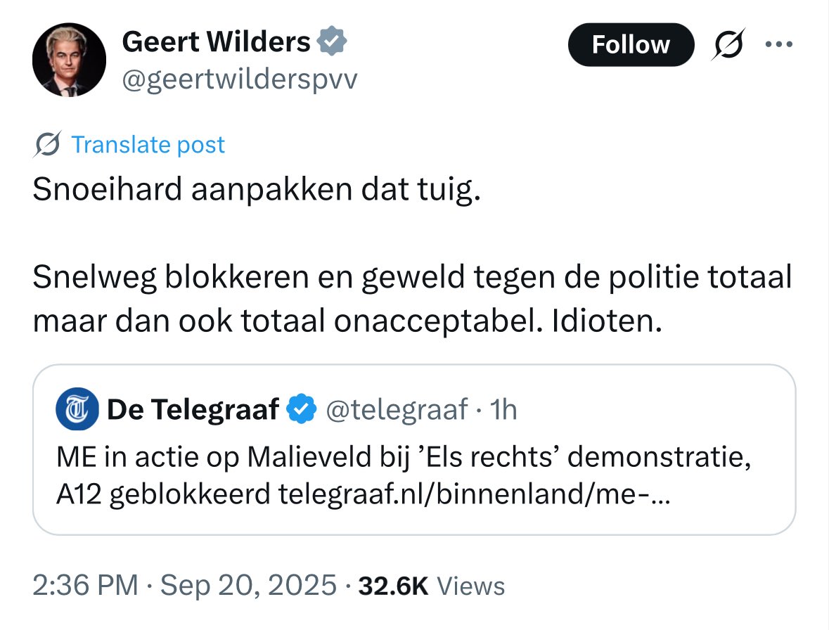 Wilders bekritiseert zijn kiezers, hij valt ze af #elsrechts