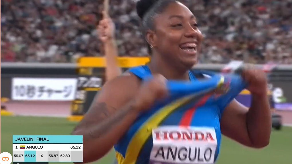 JULEISY ANGULO....ORO PARA ECUADOR EN JABALINA ...una medalla sorprende y poderosamente histórica