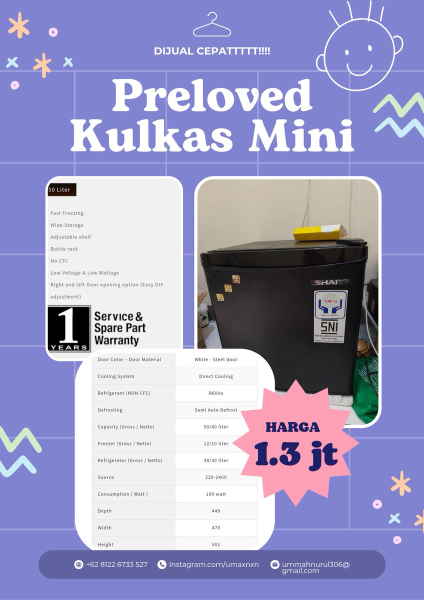 aaiigggoooo's tweet photo. Preloved djual cepat KULKAS MINI, good condition, area Jaksel, dijual krn mau pindahan ke Turki
Mau tanya2 dulu boleh bgt, langsung dm saja https://t.co/vpntYAp2sH