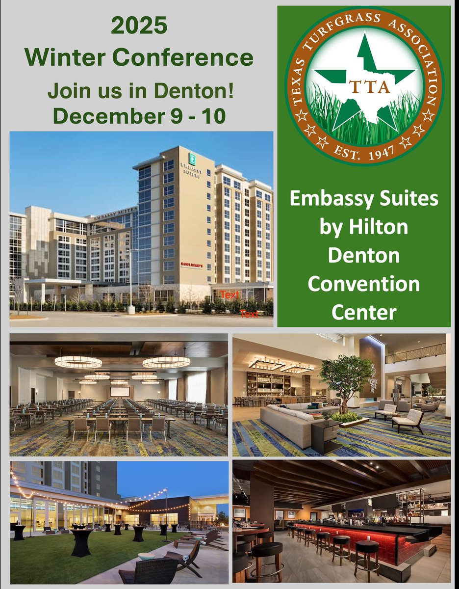 Winter Registration is now Open ! Join us for 2 Days of education and networking ! Denton, TX December 9th and 10th! texasturf.com