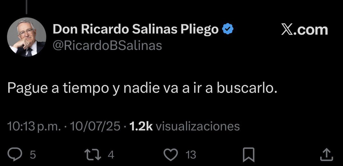 eltemagv's tweet photo. Ojalá que Salinas Pliego siguiera los sabios consejos de Salinas Pliego. #YaPagaCabrón https://t.co/5sNRmMLZv2