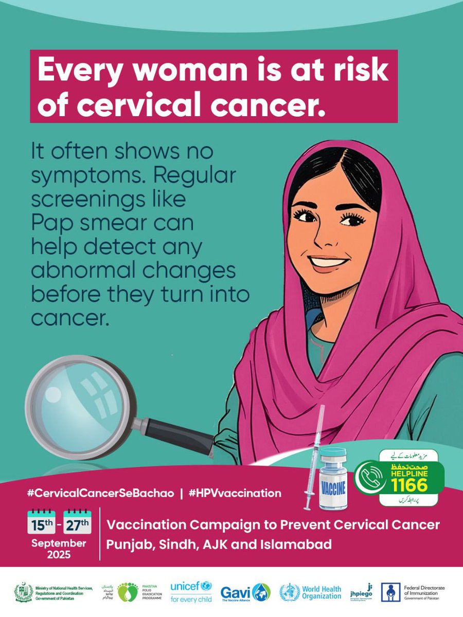 imalaeka5's tweet photo. #HPVVaccine #ProtectWithHPV #VaccinatePakistan #SehatMandBetiSehatMandGharana
@SYNCHPakistan @GovtofPakistan @DhoIslamabad @UNICEF_Pakistan @gavi @WHOPakistan @nhsrcofficial https://t.co/urp7voFlVP