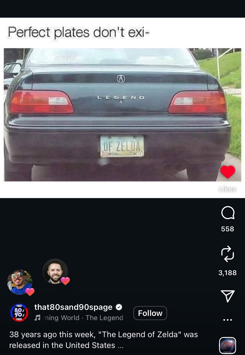 طيب بخصوص أن هذا سيارتي ليجند ولعبتي المفضلة زيلدا

شكرًا ريلز الانستقرام
I almost cried seeing this