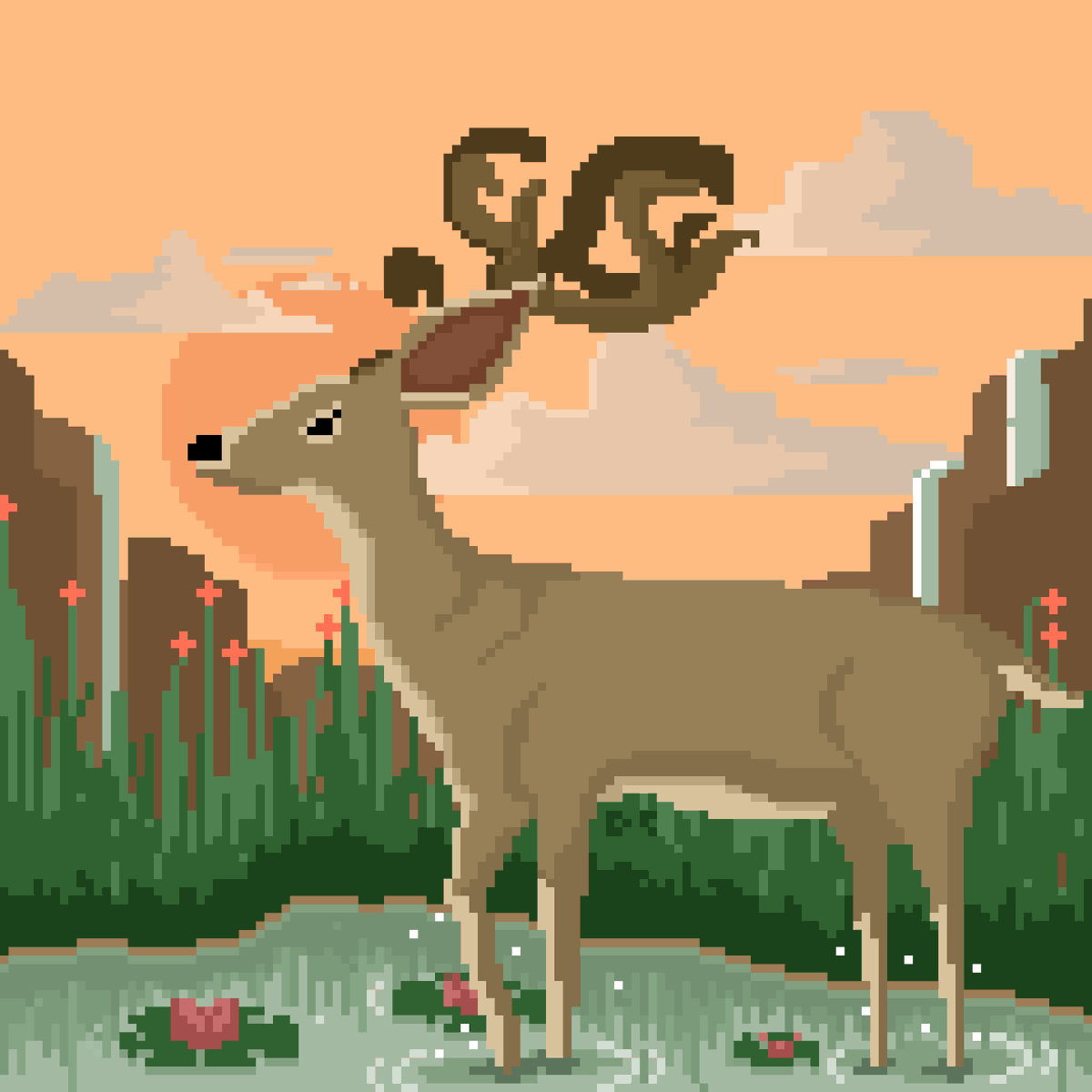 A Deer in a pond.

#Pixelart #Art