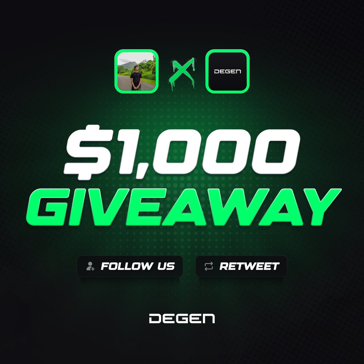 ItsAircool's tweet image. 💰$1,000 Crypto Giveaway💰

✅Follow @degencom &amp;amp; @ItsAircool 
✅Retweet &amp;amp; Tag 1 friend
✅Visit Degen.com

Winner selected in 7 days!