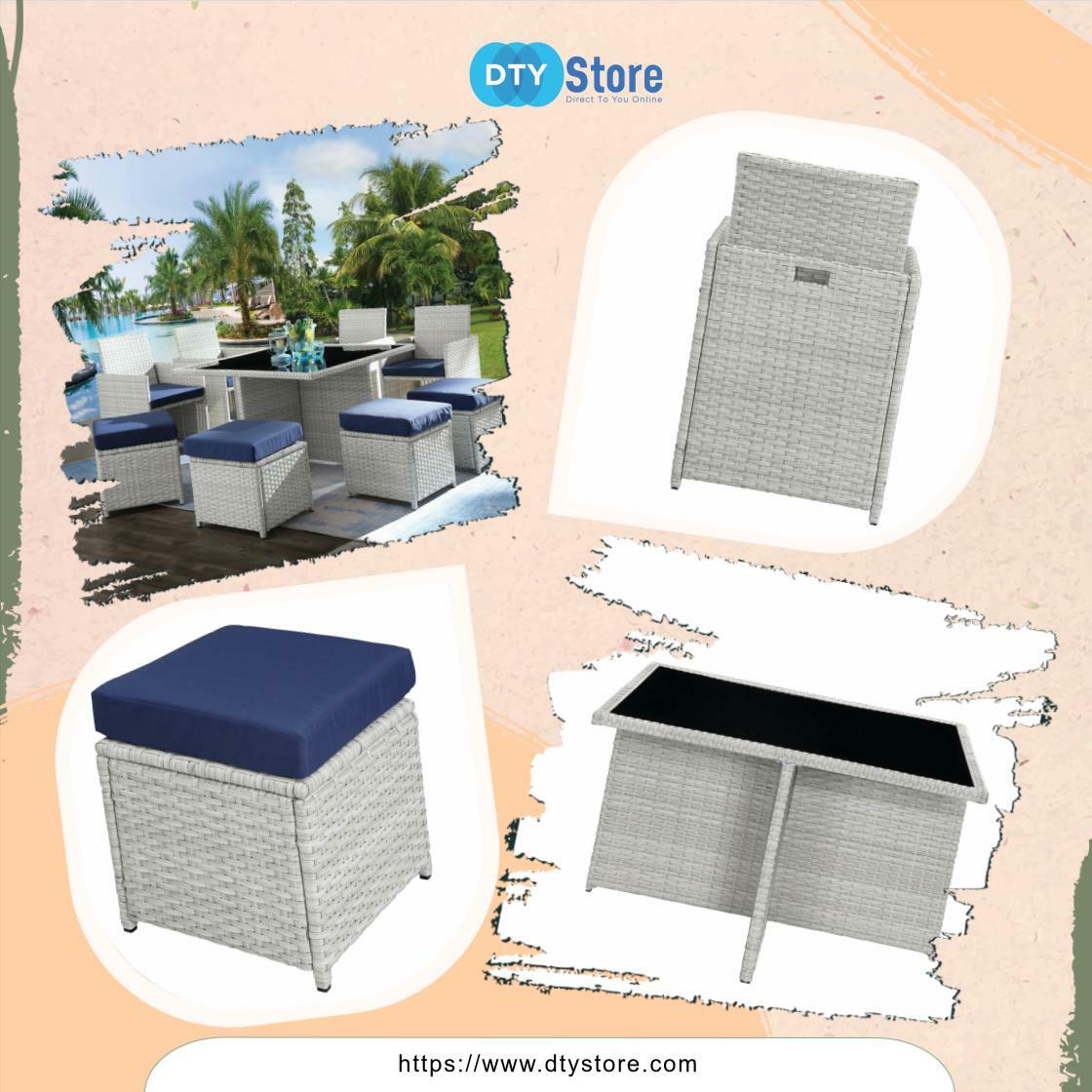 dtystore's tweet image. Elevate your outdoor gatherings with the Paitalyi 9PCs Blue Fabric &amp;amp; Wicker Bistro Set. Enjoy comfort and style while creating unforgettable memories in your backyard. #OutdoorLiving #BistroSet

Shop Now dtystore.com/products/paita…