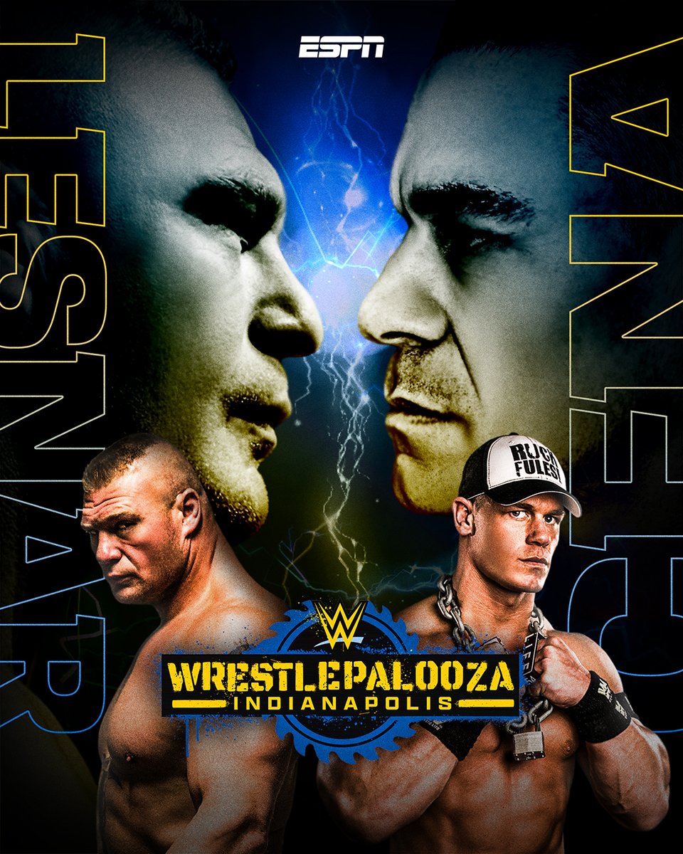 SportsCenter's tweet image. Three decades of dominance.

Lesnar vs. Cena. One last time.

Stream Wrestlepalooza at 7 PM ET on the ESPN App 🍿