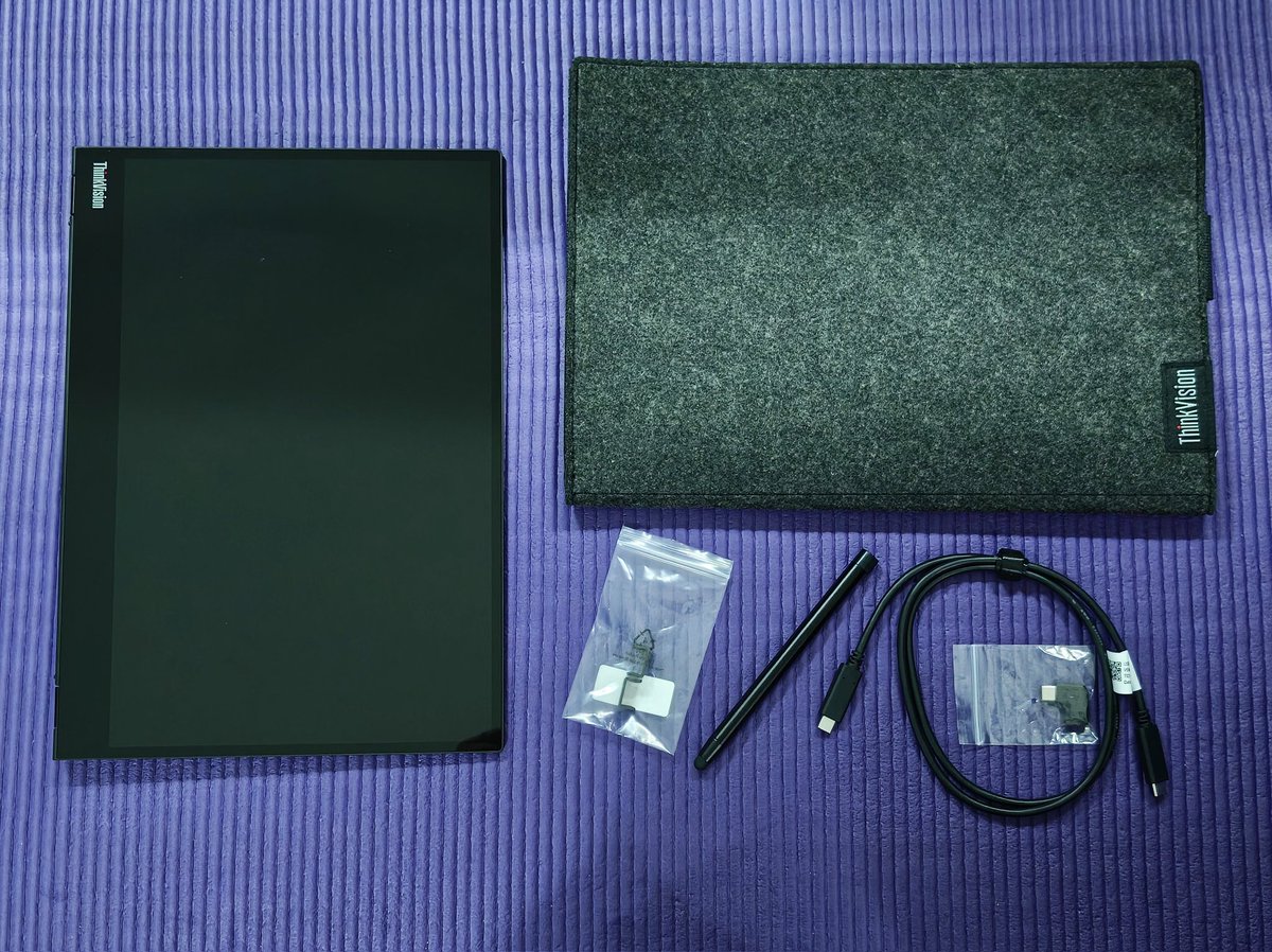 geordiemuppet's tweet photo. @Lenovo What is really in the box.
@Lenovo #ThinkVision M14t
Sleeve
Pen
USB-C cable
USB-C adapter
Clips https://t.co/l3ptDQ7Dsz