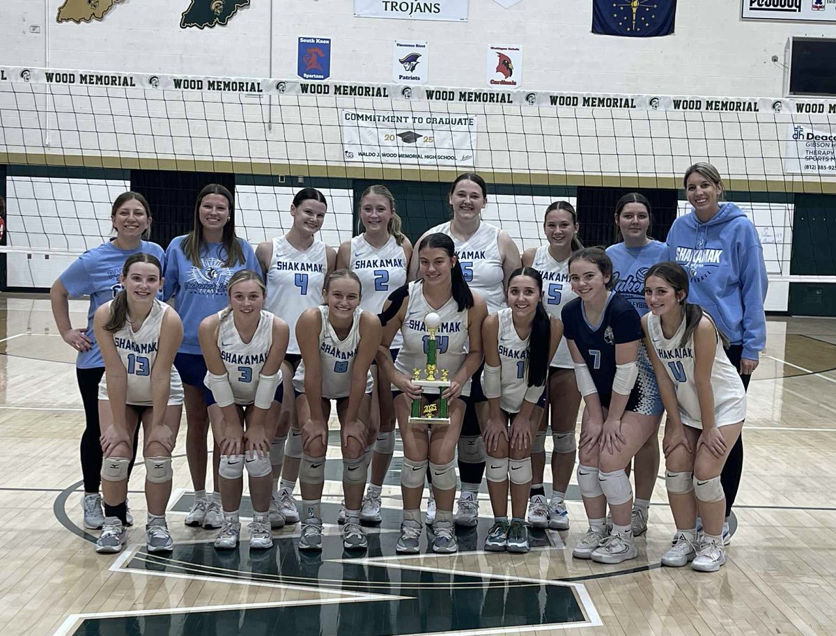 Wood Memorial Invite Champions!! Undefeated all day! Way to go Lady Lakers!!💙🤍🏐🏆 
<a href="/SHS_Athletics/">Shakamak Athletics</a> <a href="/Tdavid_21/">Travis David</a> <a href="/RickSemmler/">Rick Semmler</a> <a href="/pughgrant/">Grant T. Pugh</a> <a href="/IndianaPrepVB/">IndianaPrepVolleyball.com</a> <a href="/SWI_Sports/">SW Indiana Sports</a> <a href="/ihsvca/">IHSVCA</a>