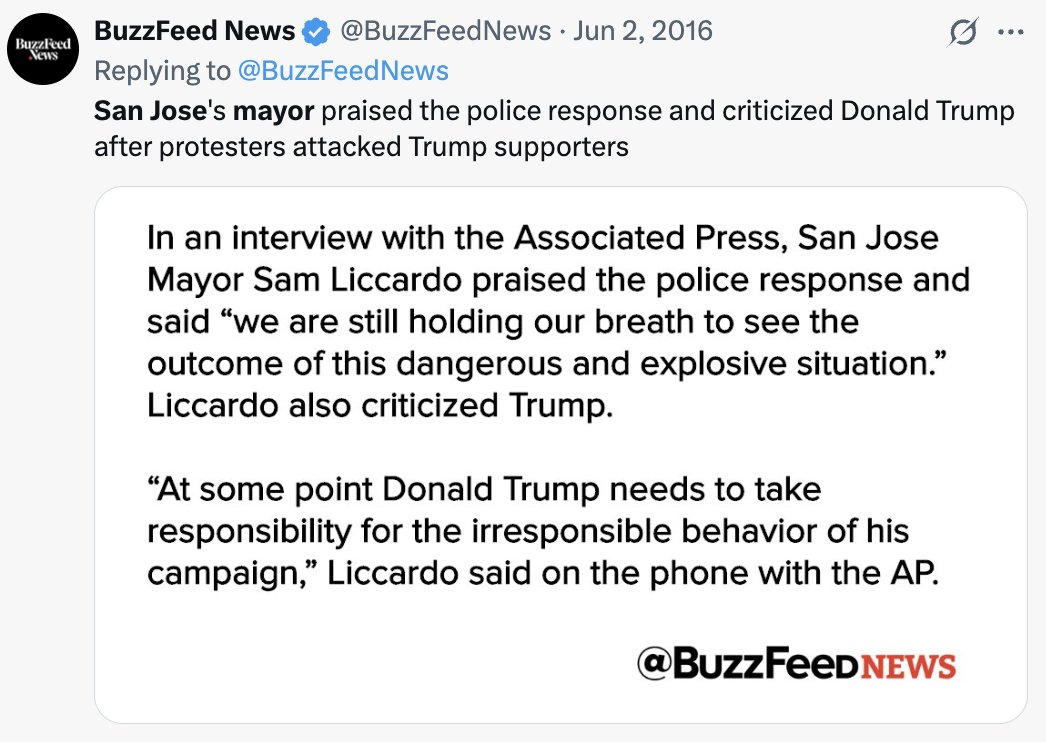 At a Trump rally in San Jose in June of 2016, random supporters were beaten, harassed, bloodied, and violently intimidated.

The San Jose mayor: "Trump needs to take responsibility..."

Think Progress: "Trump-fueled" violence