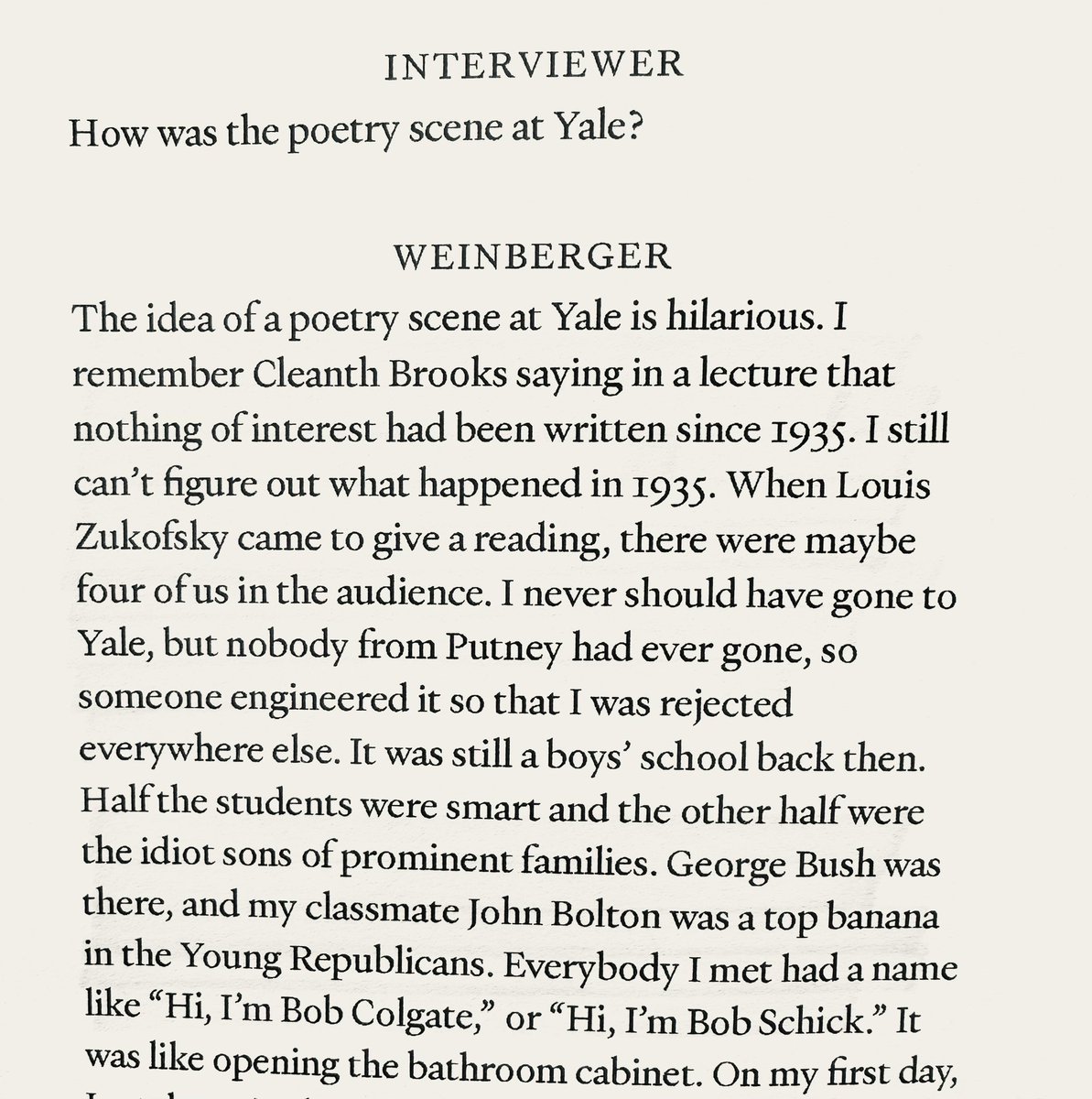 aliner's tweet image. Eliot Weinberger on how he learned to write and why he dropped out of Yale to travel: