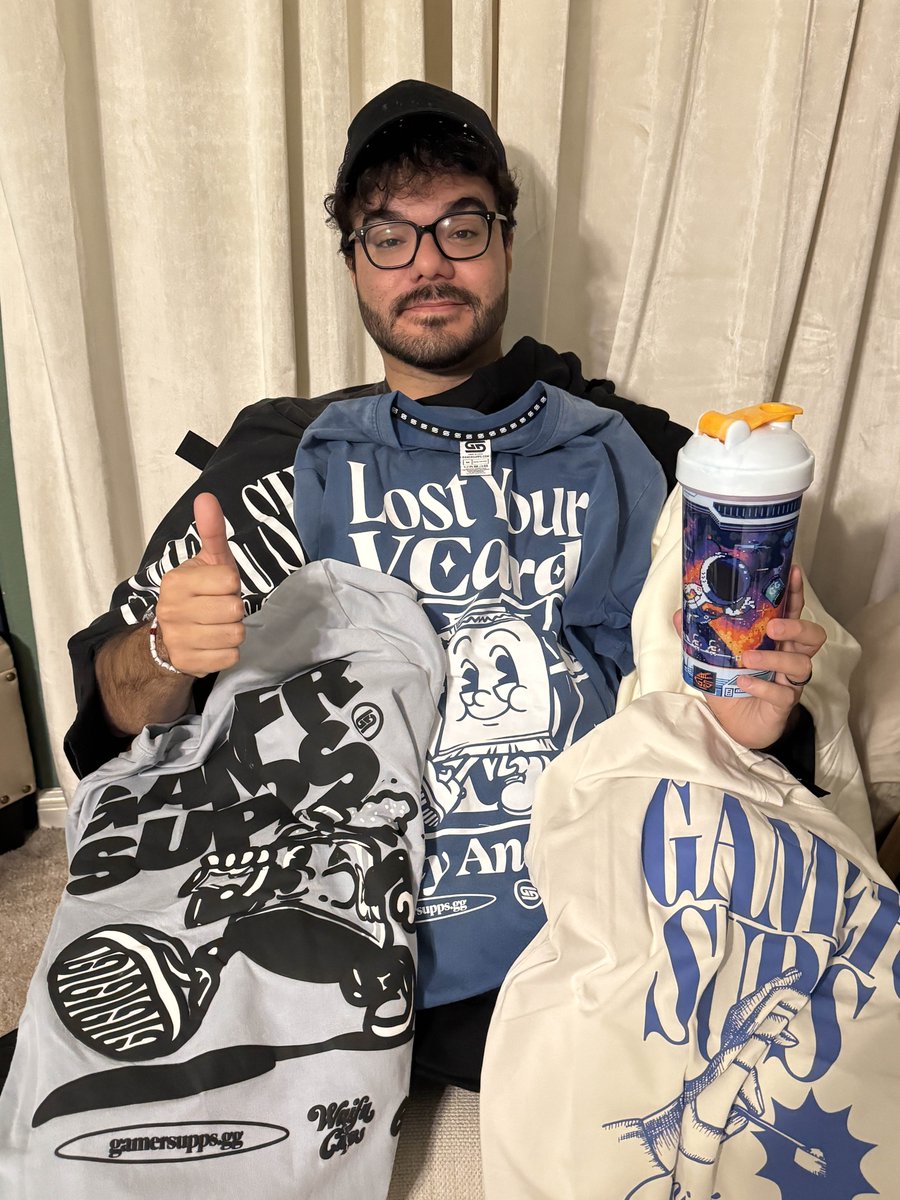 RayNarvaezJr's tweet photo. Shoutout to @GamerSupps for sending me a HUGE care package of merch &amp; energy cans!!

Reminder you can save 10% off your GamerSupps order with code RAY

https://t.co/exFIHY89Eh https://t.co/ymvR5fKer2