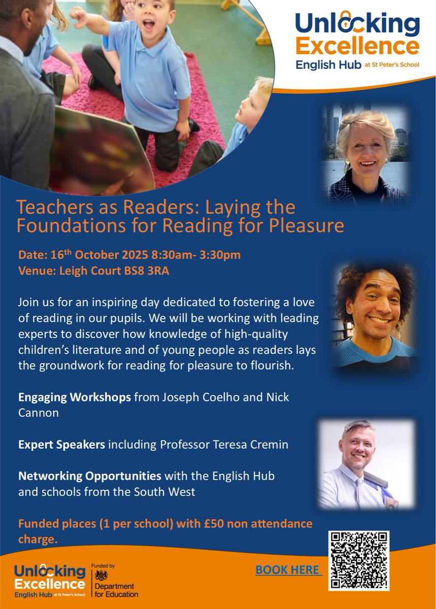 UE_EnglishHub's tweet image. 📚✨Join us at our Teachers as Readers Conference for a day packed with inspiration, expert speakers and practical ideas for enriching your school’s reading culture. Discover high-quality book recommendations and browse with our local bookseller! 
🏫 1 FREE place per school! 🔗👇
