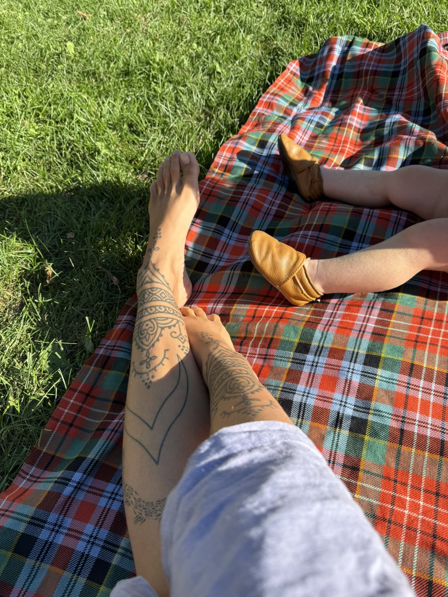 hennool's tweet image. Lavender linen on family tartan. 

We bask our bodies and our clothes in sunlight energy so we can be thoroughly infused with more radiance. 

As a family we enjoy indian summer picnics on the daily and the spirit of the horse fills my soul.