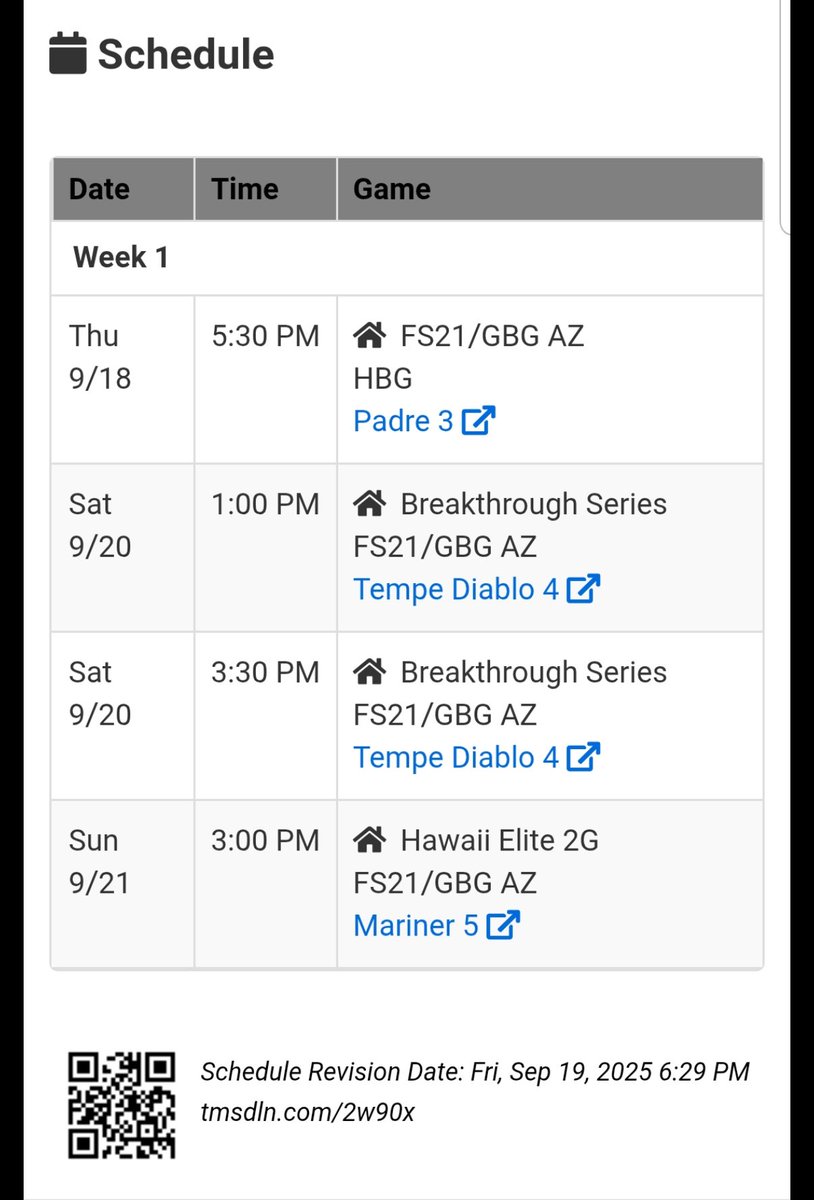Back at it today in the <a href="/AZFallClassic/">AZ Fall Classic</a>. Revised schedule has us at Tempe Diablo, excited to compete.