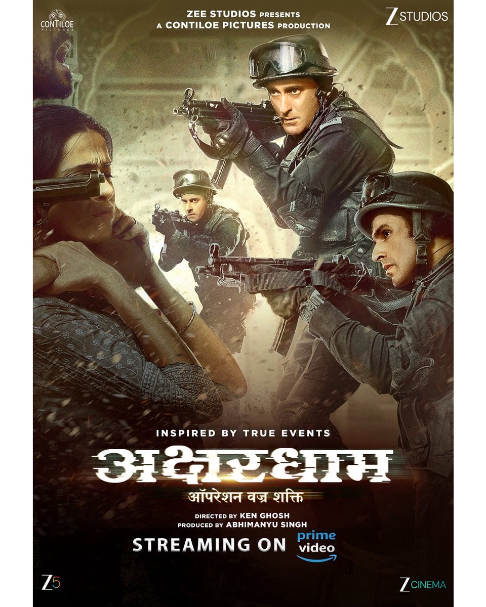 The courage, the sacrifice, the victory.
A mission etched in history!
#Akshardham is now streaming on@primevideoin #AkshayeKhanna @kenghosh19 #AbhimanyuSingh #UmeshKrBansal@girish.johar@pragatideshmukh <a href="/zeecinema/">.</a> @contiloepictures