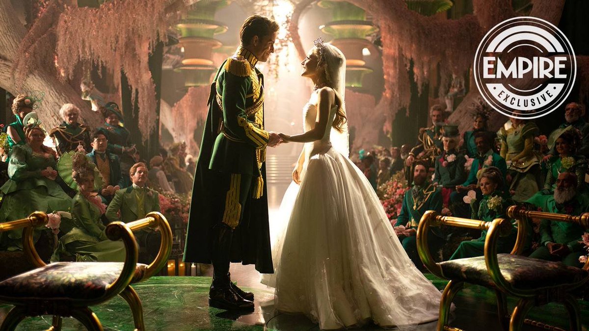 Ariana Grande and Jonathan Bailey appear at the altar in a new promotional image for "Wicked: Part 2."