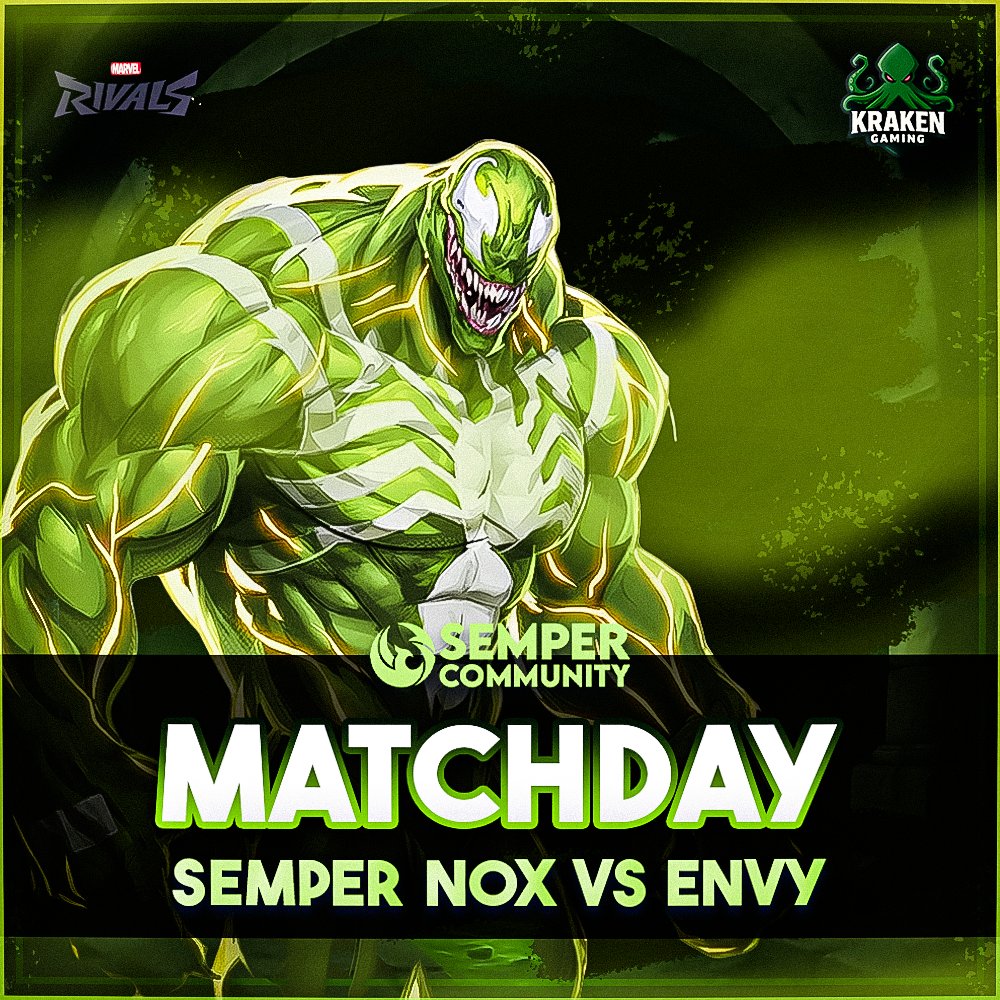 Semper (@sempercommunity) on Twitter photo 【#MATCHDAY | #KGPL】
Our team Semper Nox faces ENVY today in the Kraken Gaming Premier League! 🐙
🏆Watch the tournament stream:
twitch.tv/amaarflt
Let's cheer together! 💚#SemperNox 【#MATCHDAY | #KGPL】
Our team Semper Nox faces ENVY today in the Kraken Gaming Premier League! 🐙
🏆Watch the tournament stream:
twitch.tv/amaarflt
Let's cheer together! 💚#SemperNox