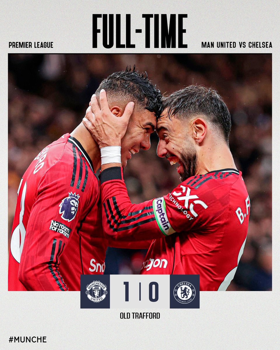 JorgeRaulPaz's tweet image. ⏱ 𝐑𝐄𝐒𝐔𝐌𝐄𝐍 𝐃𝐄𝐋 𝐏𝐀𝐑𝐓𝐈𝐃𝐎 ✅

Man United 🆚 Chelsea | 2-1 | ⚽️⚽️Casemiro ⚽️Robert Sanchez

#MUNCHE | #PremierLeague