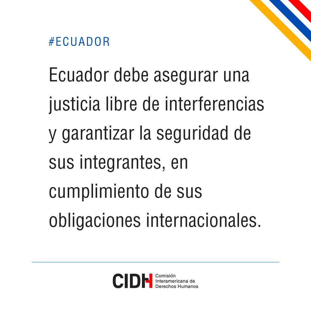 #Ecuador: La #CIDH manifiesta su preocupación por la amenaza de bomba contra la <a href="/CorteConstEcu/">Corte Constitucional</a>, que obligó a evacuar sus instalaciones mientras el tribunal conocía casos de alta relevancia nacional el 20 de septiembre.
El hecho se suma a otros ataques recientes, incluso