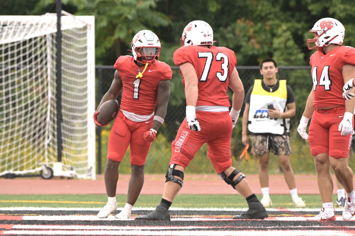 Sean Allen scores from 9 yards out, his second TD of the day. Cardinals lead Carthage 27-0 in the 2nd.

#WeAreNC #d3fb