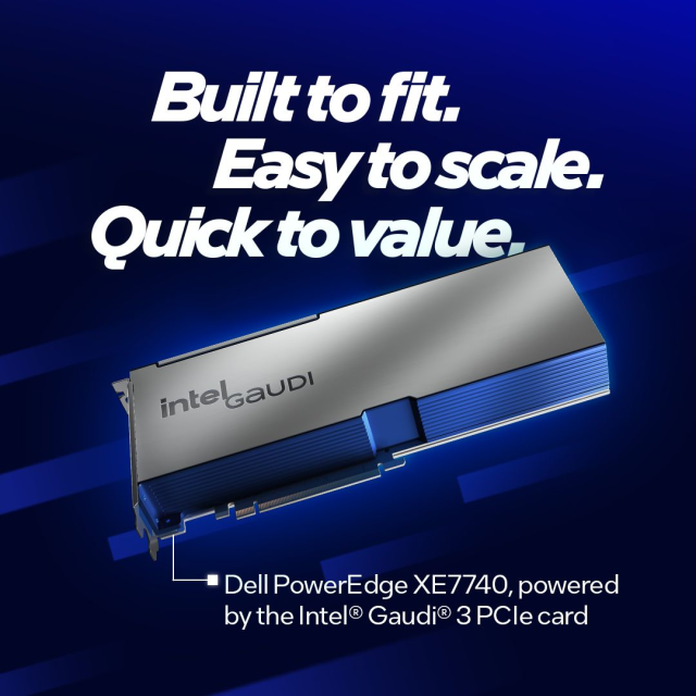 nanduri_anil's tweet image. The Dell PowerEdge XE7740 featuring Gaudi 3 gives you flexibility and performance for AI applications. Available today, it’s designed to help your business unlock the full potential of AI while being very cost effective #IAmIntel bit.ly/4nfowM4