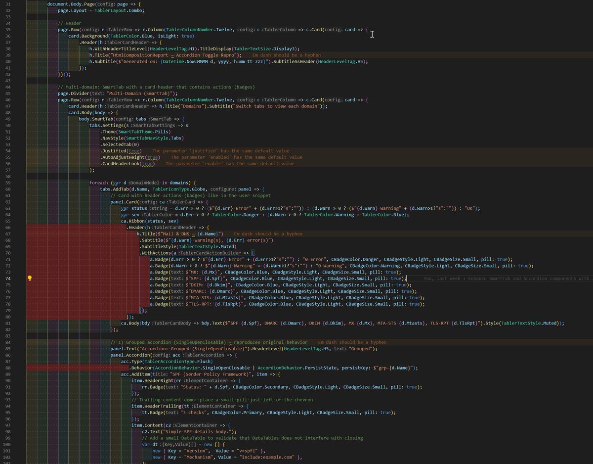 PrzemyslawKlys's tweet image. Sometimes when I look at my HtmlForgeX module and how with zero html/zero css/zero js I can create super fancy HTML in #csharp I&apos;m amazed myself. It&apos;s just a small test demo I did, and just 5-10 components of like 100.