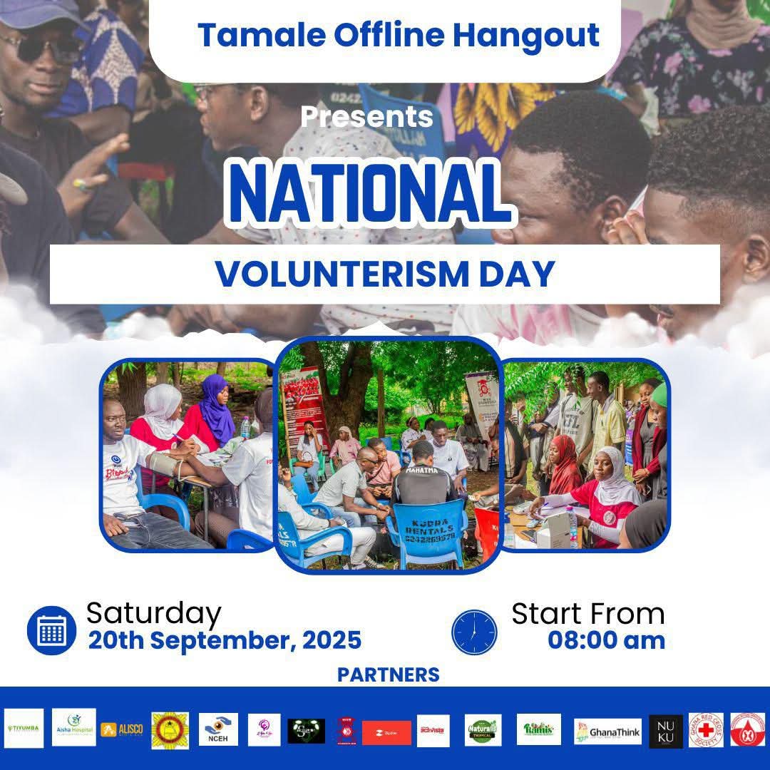 #TamaleOfflineHangout organizing this National #Volunteer Day event in #Sep20.
They are celebrating the spirit of #volunteerism &amp; taking care of our #health.

More via 
gettikiti.com/events/5YvlFxe…

#NVDay2025 #TamaleKonnect #Volunteeringh #NVDay <a href="/Tamale_Ghana/">Support northern schools!</a> #TripleSFoundation